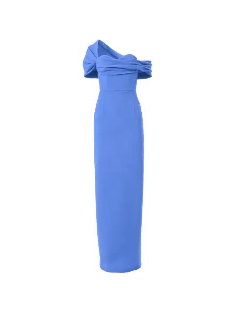 draped off-shoulder column gown by CAROLINA HERRERA