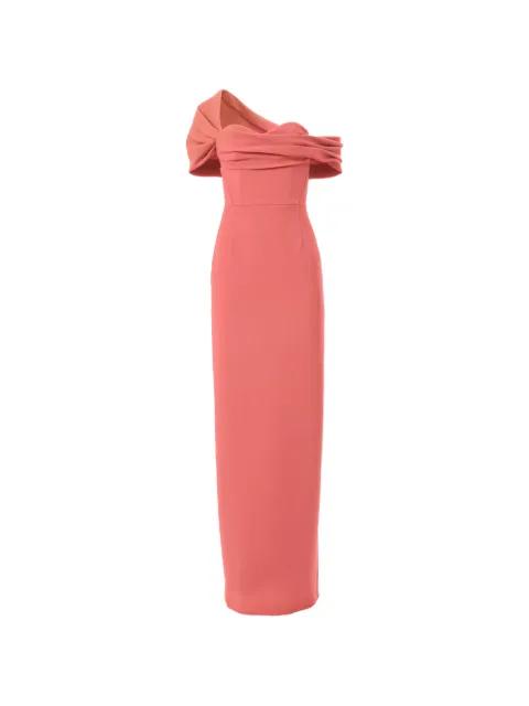 draped off-shoulder column gown by CAROLINA HERRERA