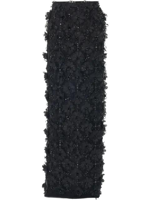 embroidered tulle column skirt by CAROLINA HERRERA