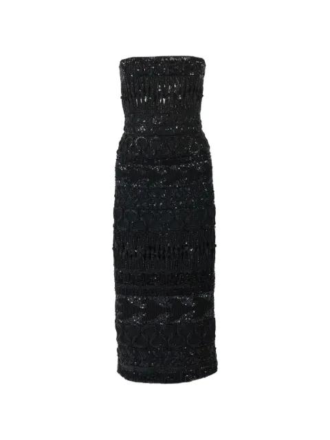embroidered tulle strapless midi dress by CAROLINA HERRERA