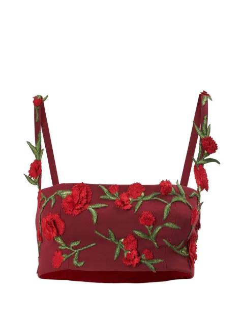 floral-embroidered bandeau top by CAROLINA HERRERA