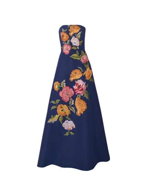 floral-embroidered strapless gown by CAROLINA HERRERA
