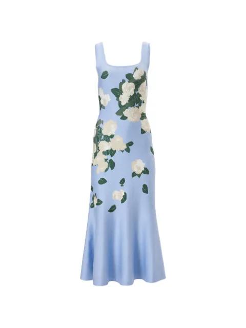 floral jacquard-knit midi dress by CAROLINA HERRERA