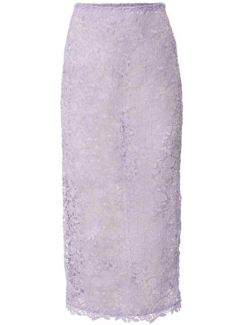 floral-lace midi skirt by CAROLINA HERRERA