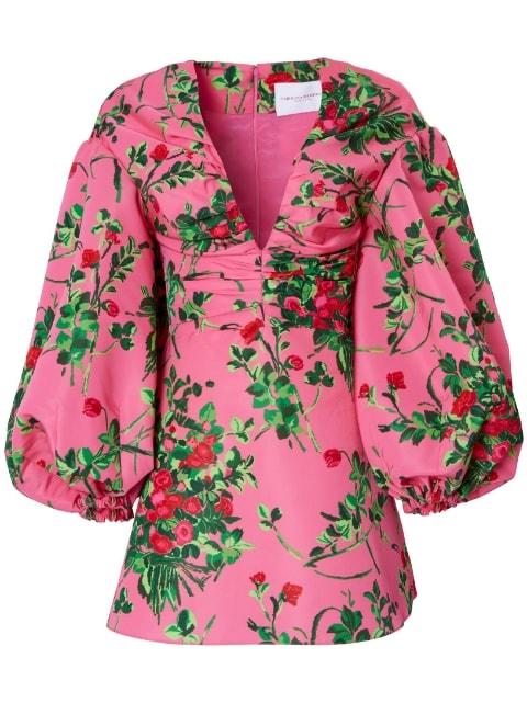 floral-print V-neck mini dress by CAROLINA HERRERA