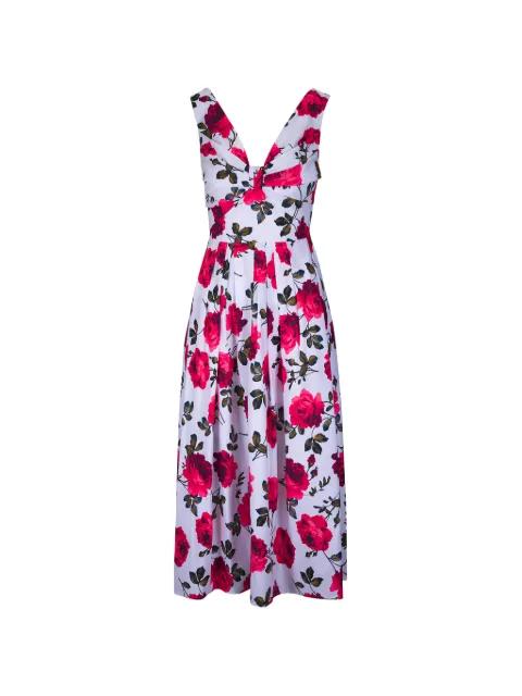 floral-print pleated dress by CAROLINA HERRERA