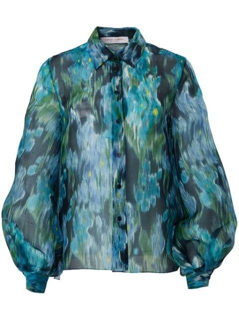floral-print puff-sleeve blouse by CAROLINA HERRERA