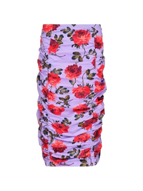 floral-print ruched midi skirt by CAROLINA HERRERA