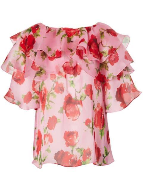 floral-print silk blouse by CAROLINA HERRERA