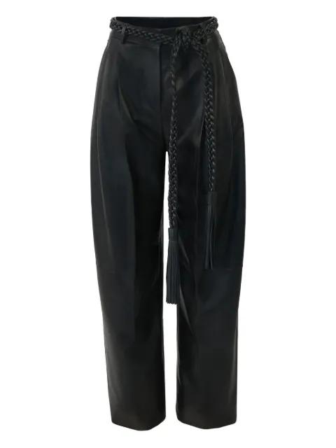 kaia leather pants with braided belt by CAROLINA HERRERA