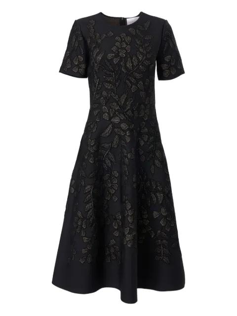 leaf jacquard midi dress by CAROLINA HERRERA