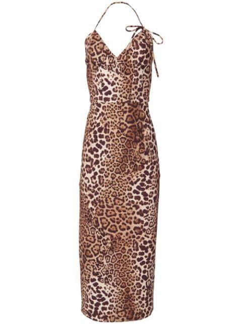 leopard print halterneck dress by CAROLINA HERRERA