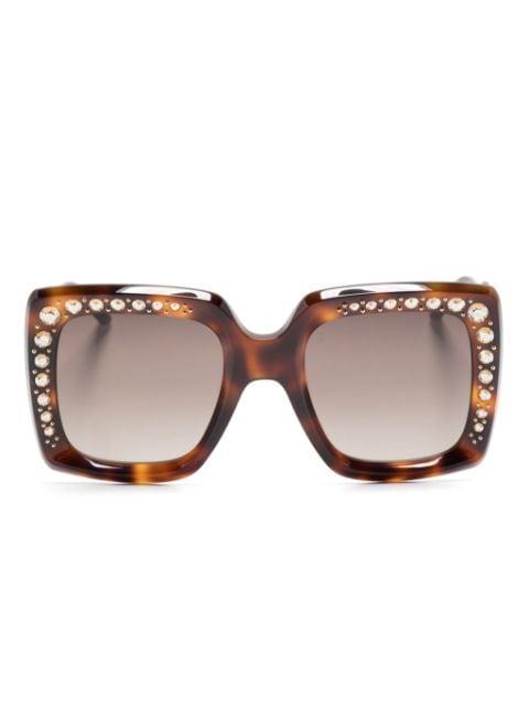 logo-print crystal-embellished sunglasses by CAROLINA HERRERA