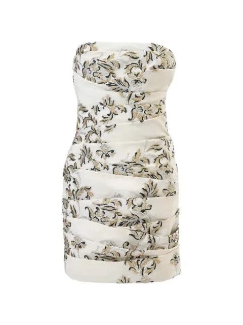 lurex trellis jacquard ruched mini dress by CAROLINA HERRERA
