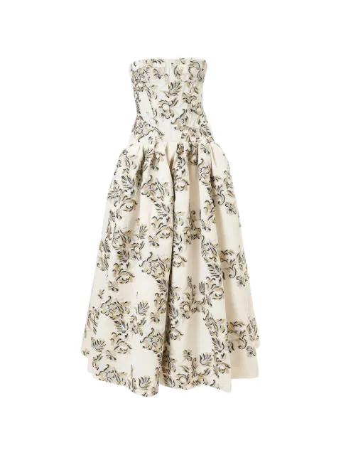 lurex trellis jacquard strapless dress by CAROLINA HERRERA