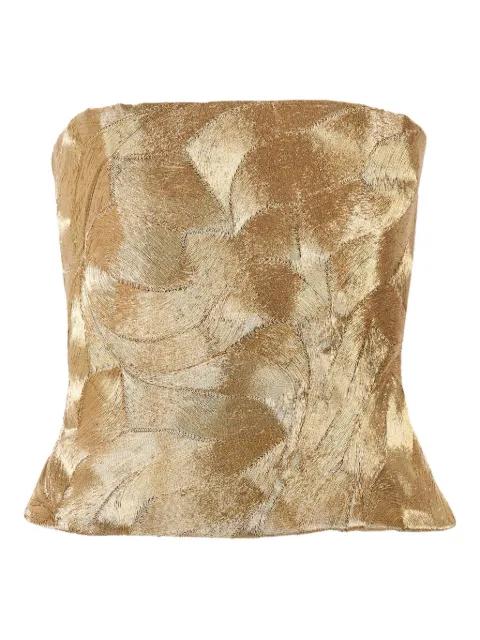metallic embroidered bustier top by CAROLINA HERRERA