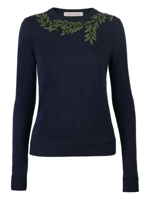 olive branch-embroidered sweater by CAROLINA HERRERA