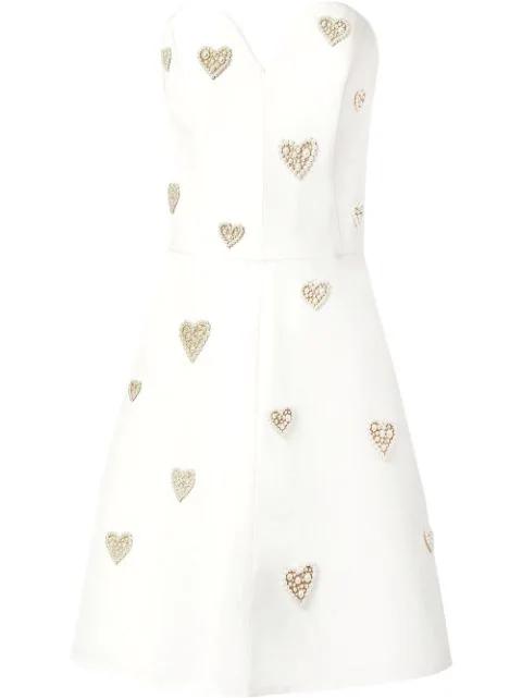 pearl-embellished strapless silk dress by CAROLINA HERRERA