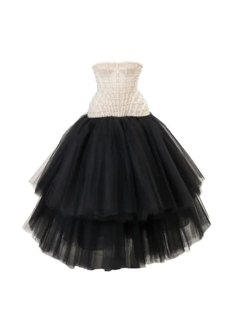 pearl-embroidered strapless midi dress by CAROLINA HERRERA