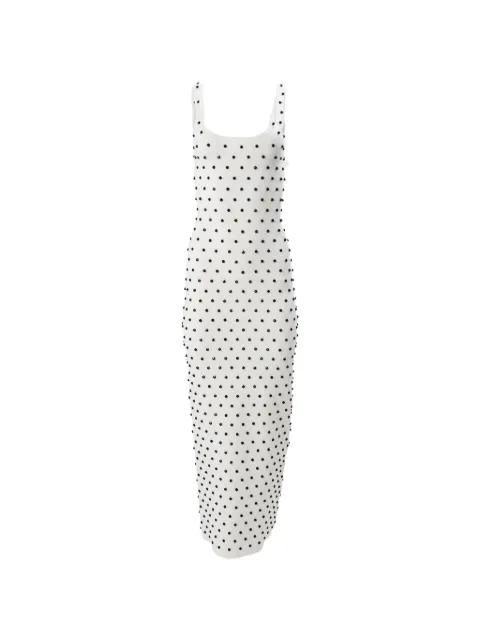 polka dot beaded midi dress by CAROLINA HERRERA