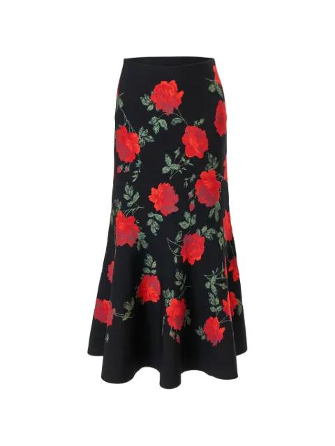 rose jacquard Trumpet skirt by CAROLINA HERRERA