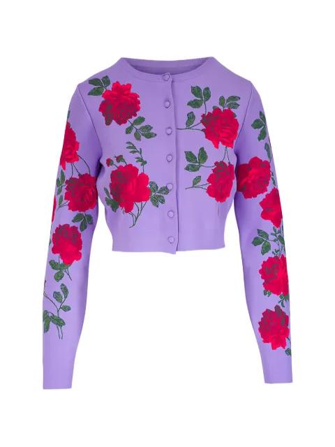 rose-jacquard cropped cardigan by CAROLINA HERRERA