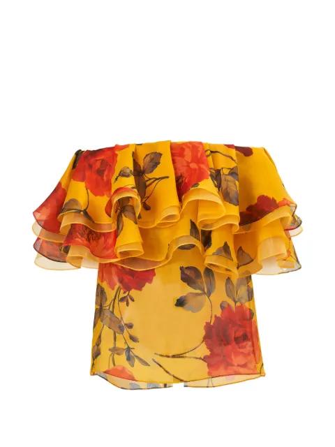 rose-print Organza ruffle top by CAROLINA HERRERA