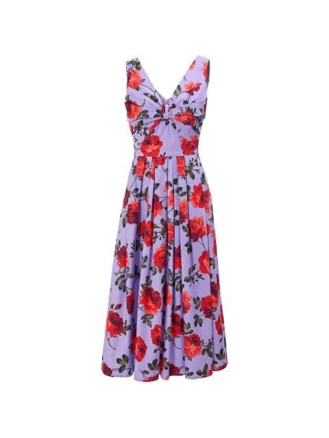 rose-print V-neck midi dress by CAROLINA HERRERA