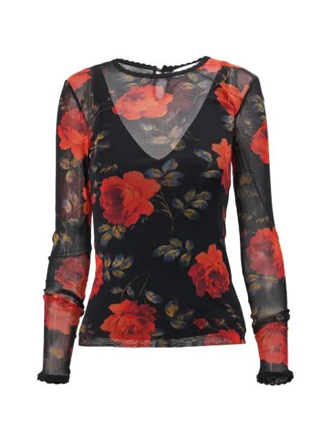 rose-print mesh top by CAROLINA HERRERA