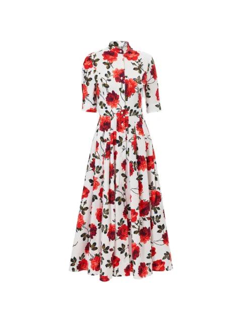 rose-print midi shirt dress by CAROLINA HERRERA