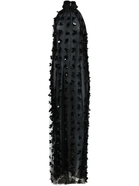 sequin-embellished semi-sheer maxi dress by CAROLINA HERRERA