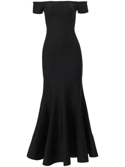striped off-shoulder maxi dress by CAROLINA HERRERA