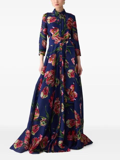 tulip-print shirt maxi dress by CAROLINA HERRERA