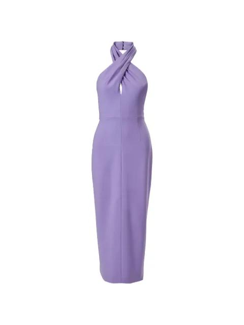 twisted halterneck midi dress by CAROLINA HERRERA