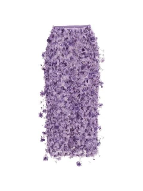 violet-embroidered pencil skirt by CAROLINA HERRERA