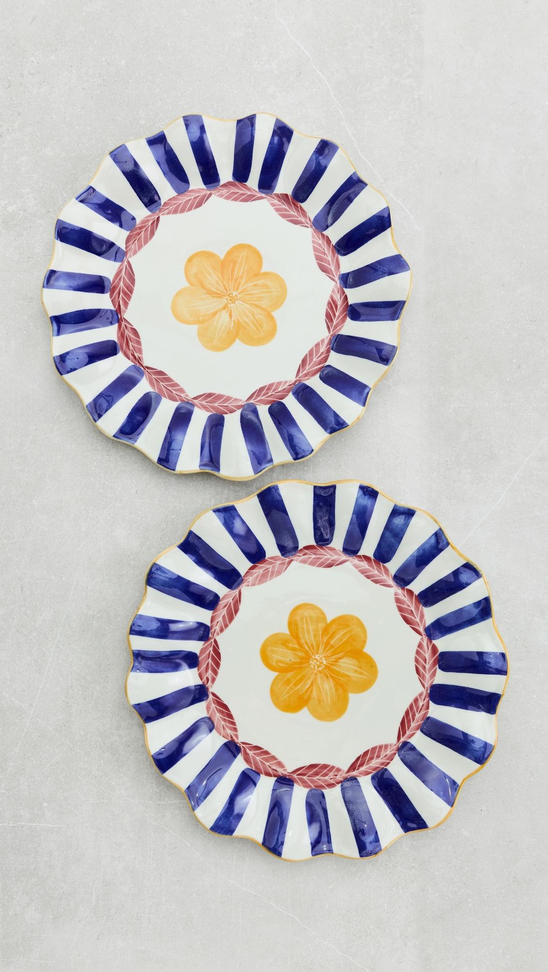 Etched Flower Center Plate Set of Two by CAROLINA K