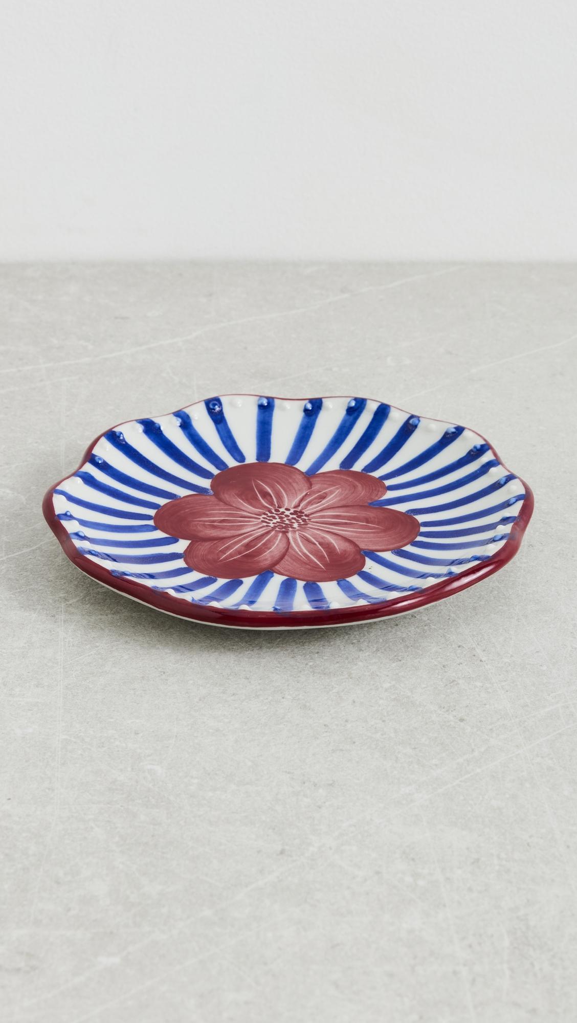 Etched Flower Dessert Plate by CAROLINA K
