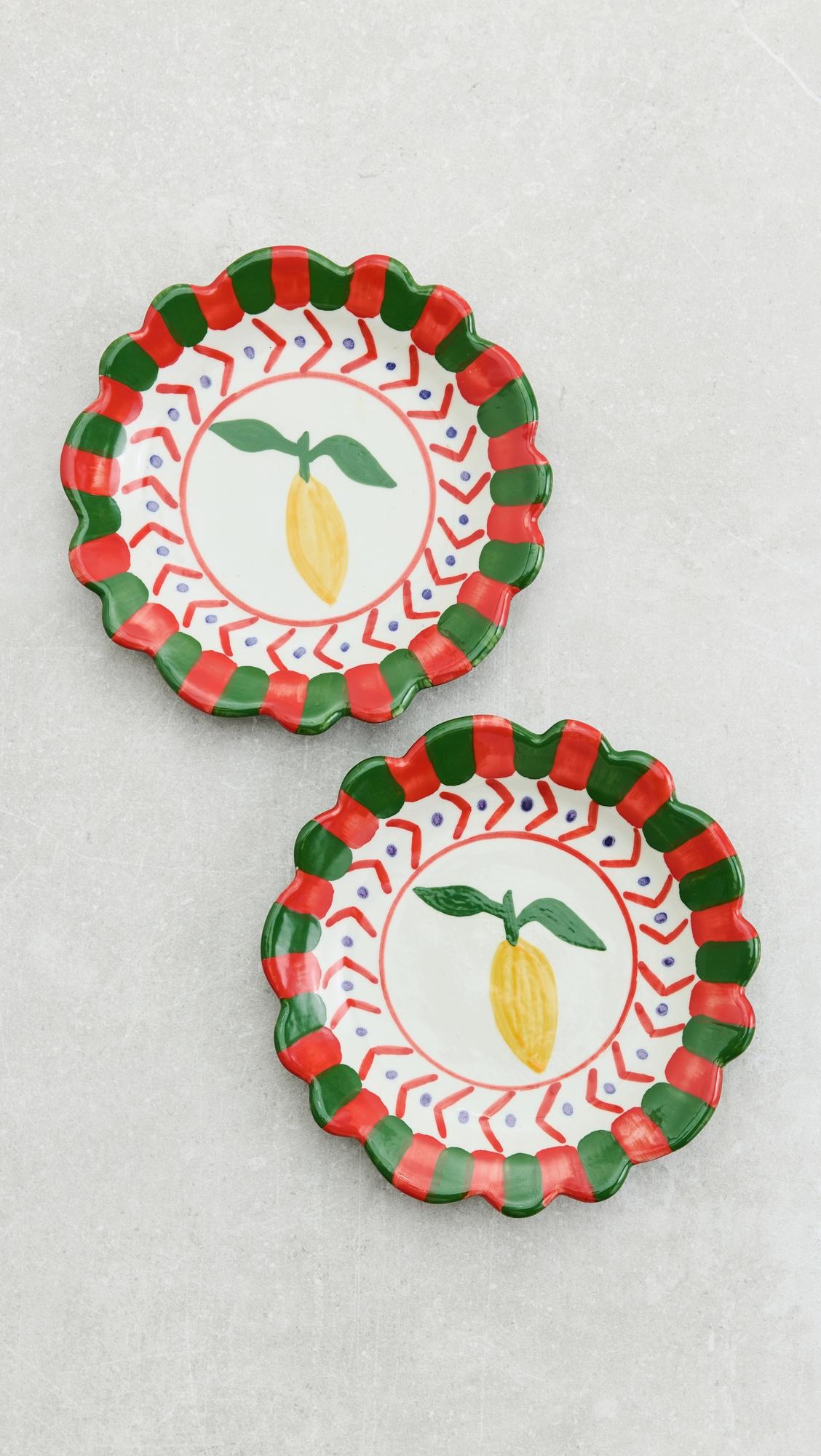 Etched Flower Dessert Plate Set of Two by CAROLINA K