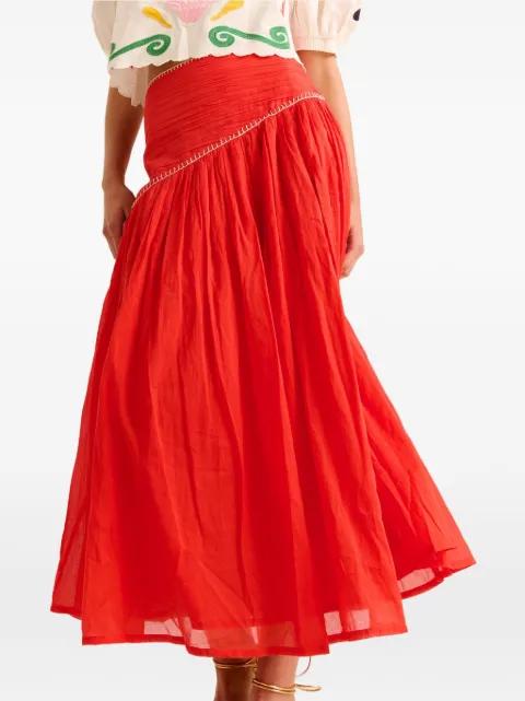 Ines pintuck-detail pleated maxi skirt by CAROLINA K