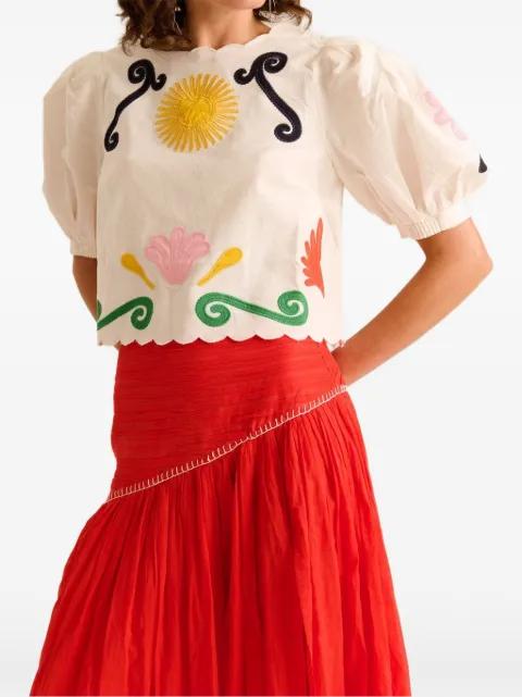 Lara embroidered scallop-edge top by CAROLINA K