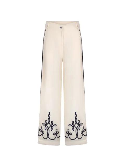 Sam embroidery-detail linen trousers by CAROLINA K