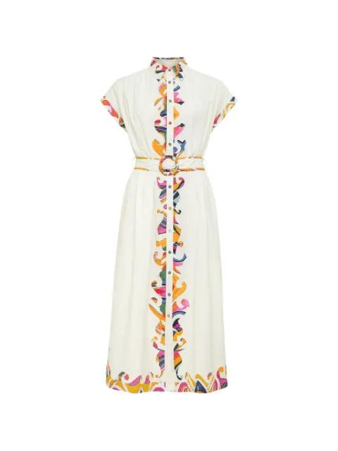 abstract-print belted shirt dress by CAROLINA K