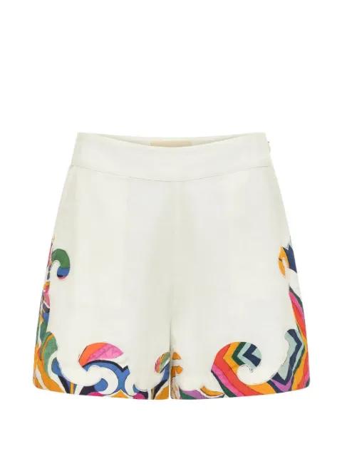 embroidered scalloped-hem shorts by CAROLINA K