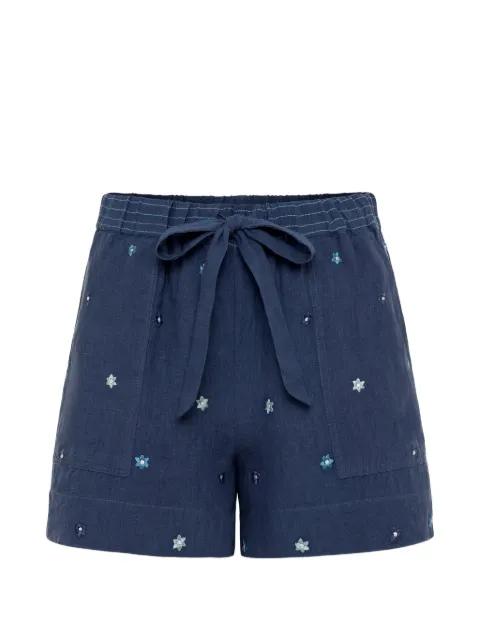 floral-embroidered drawstring shorts by CAROLINA K