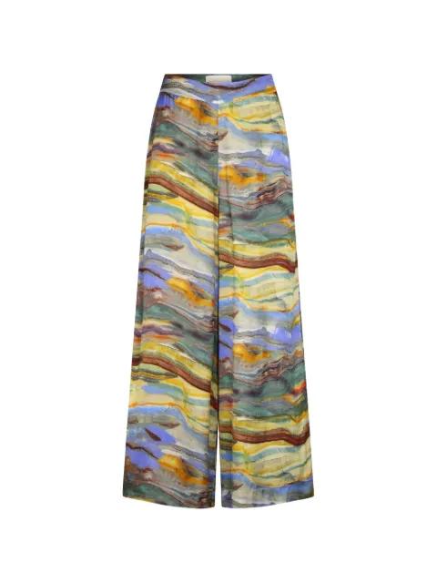 marble-print palazzo pants by CAROLINA K