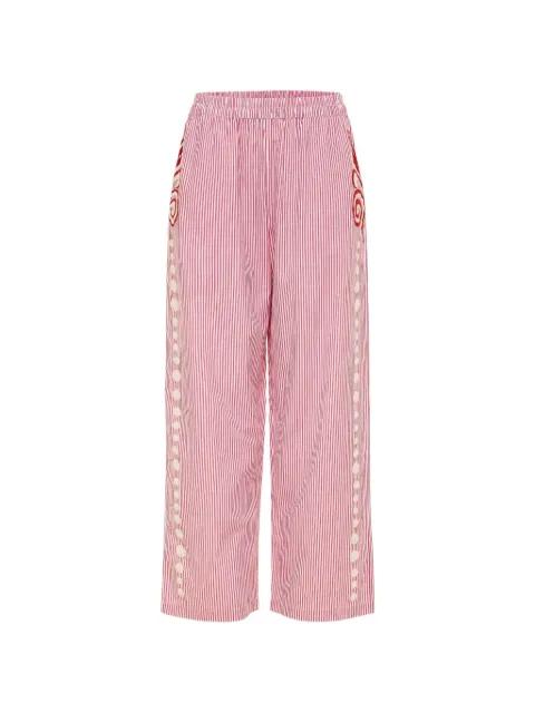 stripe-pattern embroidered trousers by CAROLINA K