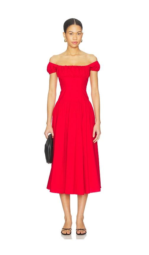CAROLINE CONSTAS Augusta Drop Waist Maxi Dress in Red by CAROLINE CONSTAS