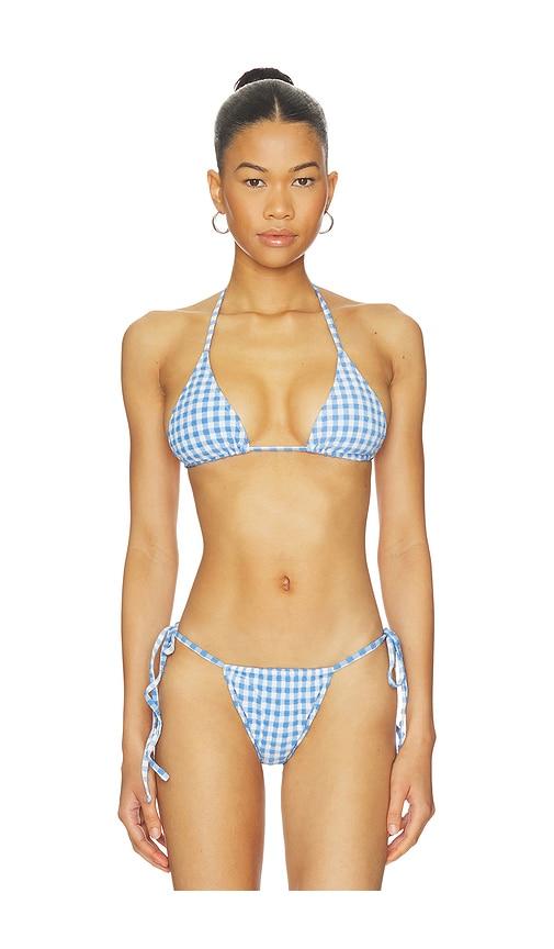 CAROLINE CONSTAS Bettina Bikini Top in Blue by CAROLINE CONSTAS
