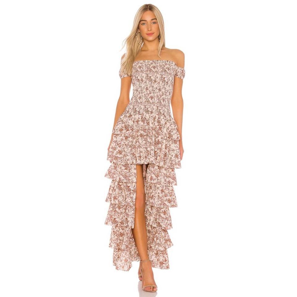 Caroline Constas Tan XS Malta Off-the-shoulder Tiered Floral Gown Rust Casual Maxi Dress by CAROLINE CONSTAS Caroline Constas Tan XS Malta Off-the-shoulder Tiered Floral Gown Rust Casual Maxi Dress by CAROLINE CONSTAS