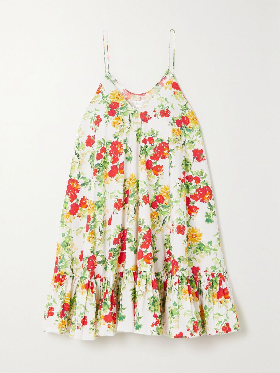 Laurel ruffled floral-print cotton-blend poplin mini dress by CAROLINE CONSTAS Laurel ruffled floral-print cotton-blend poplin mini dress by CAROLINE CONSTAS